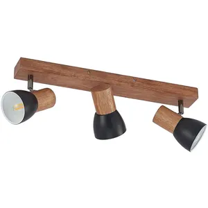 Lindby spot pour plafond Tonja, à 3 lampes, 55 cm, bois, acier pas cher
