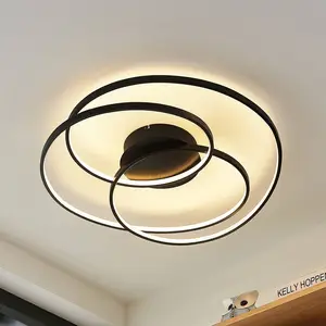 Lindby Plafonnier LED Kateryna, noir, Ø 60 cm, intensité variable pas cher