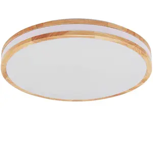 Lindby Led Plafonnier à intensité variable 'Emiva' en bois pour salon & salle à manger pas cher