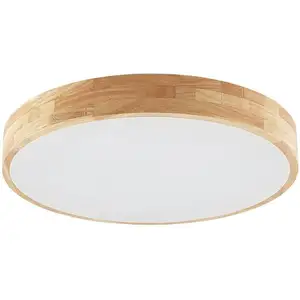 Lindby Plafonnier à intensité variable 'Tanju' en bois pour salon & salle à manger pas cher