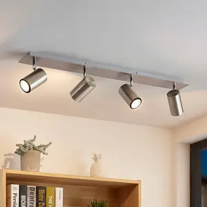 Comparateur de prix : Lindby spot pour plafond Joffrey, 80 cm, nickel, 4 lampes, GU10