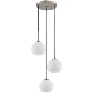 Comparateur de prix : Lindby Suspension Jurian, Ø 32 cm, 3 lampes, nickel/opal, verre