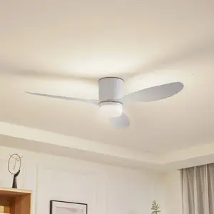 Lucande Ventilateur de plafond LED Kayu, blanc, DC, silencieux, Ø 132 ... pas cher