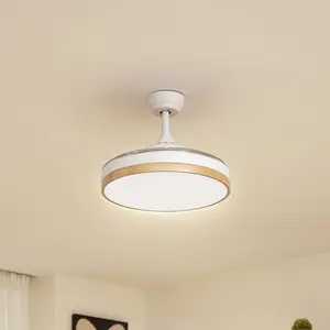 Lindby Ventilateur de plafond LED Oras, blanc, DC, silencieux, Ø 107 c... pas cher