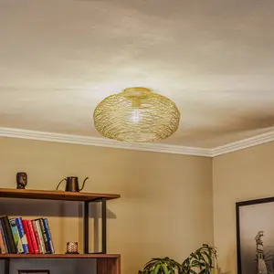 Lindby plafonnier Kaviya, doré, Ø 40 cm, fer, E27 pas cher