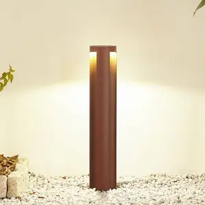 Lucande, borne lumineuse LED Raiku, couleur rouille, aluminium, 65 cm pas cher