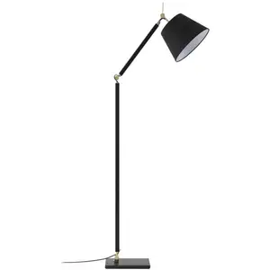 Lucande Lampadaire Marvaine, noir/or, réglable pas cher