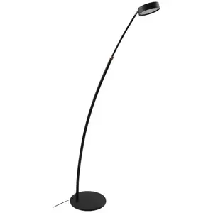 Comparateur de prix : Lucande Lampadaire arqué LED Boga, noir, métal, intensité variable