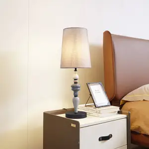 Lindby lampe à poser Haldorin, gris/noir, textile, 62 cm pas cher