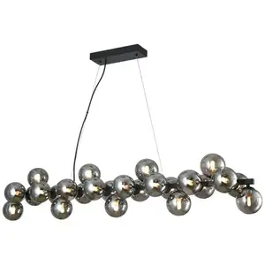 Comparateur de prix : Lucande suspension Naelen, noir/gris, 125 cm, verre, G9