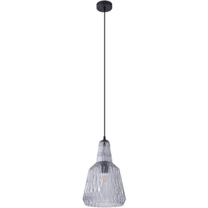 Lindby suspension Belarion, gris, à 1 lampe, verre, Ø 23 cm