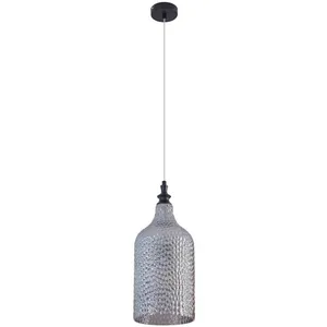 Lindby suspension Drakar, à 1 lampe, gris, verre, Ø 19,5 cm