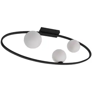 Lucande plafonnier Kulka, à 3 lampes, noir, verre, G9 pas cher
