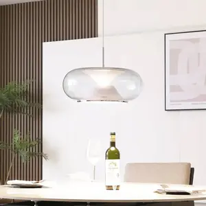 Lucande Suspension LED Orasa, verre, blanc/clair, Ø 43 cm pas cher