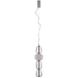 Lucande Suspension LED Fedra, verre, gris/blanc, Ø 17 cm