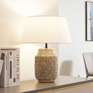 LINDBY Lampe à poser 'Aelith' en textile pour salon & salle à manger pas cher