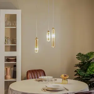 Comparateur de prix : Lucande Freylin suspension à 3 lampes, ambre, verre, 38 cm