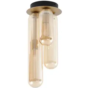 LUCANDE Plafonnier à intensité variable 'Freylin' en verre pour salon & salle à manger pas cher