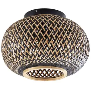 Lindby Plafonnier à intensité variable 'Nerys' en bois pour salon & salle à manger pas cher