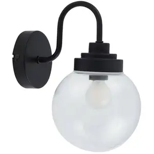 Lucande applique murale Badolo, noir, verre, hauteur 25 cm, IP44 pas cher