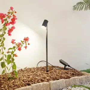 Comparateur de prix : Lindby lampe solaire LED Myric, noir, aluminium, 3.000 K
