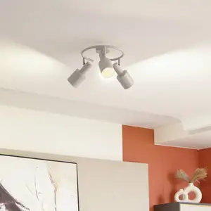 Lindby spot pour plafond Ovelia, beige, 3 lampes, métal, E27 pas cher