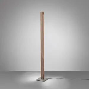 Quitani Lampadaire LED Elis, noyer/nickel pas cher