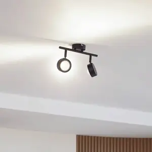 Plafonnier Lindby Jyla, à 2 lampes, noir mat pas cher