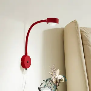 Applique murale Lindby Jyla, rouge, GX53, bras flexible, fiche pas cher