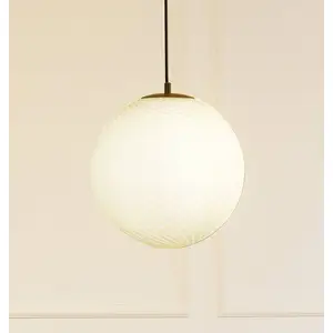 Lucande Suspension Kestralia, blanc, verre, Ø 36,8 cm, E27 pas cher