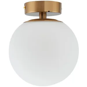 Lucande plafonnier Bidolo, couleur laiton, verre, 15 cm, IP44 pas cher
