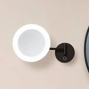 Lucande miroir cosmétique LED Fyria, noir, acier, CCT pas cher