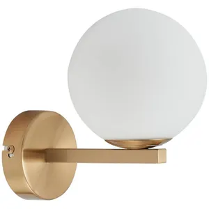 Comparateur de prix : Lucande applique murale Bidolo, couleur laiton, verre, 12 cm, IP44