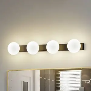 Comparateur de prix : Lucande, applique murale pour salle de bain LED Myrra, noir, verre, 60 cm, IP44