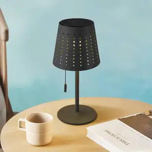 Comparateur de prix : Lindby lampe de table LED solaire Hilario, noir, fer, batterie rechargeable