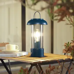 Comparateur de prix : Lindby lampe de table rechargeable Yvette, bleu, IP44, Touchdimmer