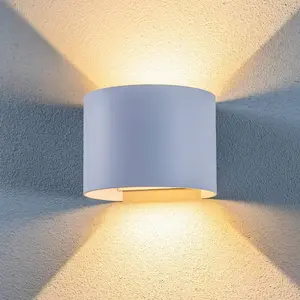 Comparateur de prix : Lindby, applique murale d'extérieur à LED Nivar, ronde, blanche, métal, IP54