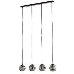 Comparateur de prix : Lindby suspension Valentina, E14, 4 lampes, gris fumé, verre