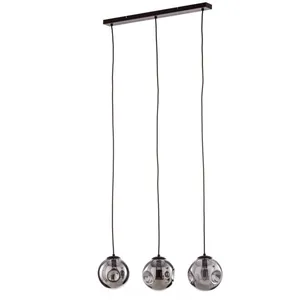 Comparateur de prix : Lindby suspension Valentina, E14, 3 lampes, gris fumé, verre