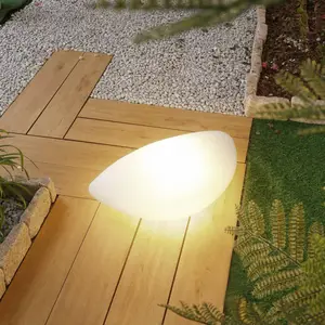 Lindby lampe de sol extérieure Arani, blanc, plastique, fiche pas cher