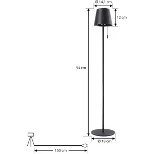 Comparateur de prix : Lindby lampe sur pied LED solaire Hilario, noir, fer, batterie rechargeable