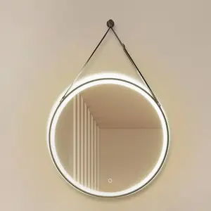 Lucande miroir LED Lelin, Ø 45 cm, noir, aluminium, CCT pas cher