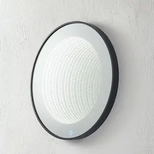 Lucande Miroir LED Infinity Emire, noir, aluminium, CCT, IP44 pas cher