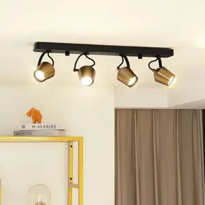 Lindby spot pour plafond Sylveria, 4 lampes, noir/or, fer pas cher