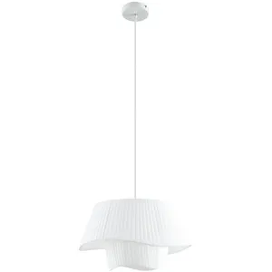 Lindby suspension Eryndor, blanc, textile, Ø 47 cm, E27 pas cher