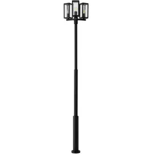 Comparateur de prix : Lucande Luminaire d'extérieur Siveta, 240 cm, à 3 lampes, noir, E27, IP65