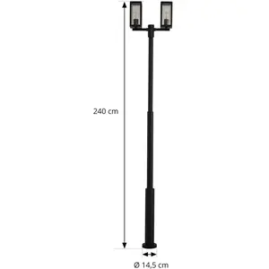 Comparateur de prix : Lucande, luminaire d'extérieur Siveta, 240 cm, à 2 lampes, noir, E27, IP65