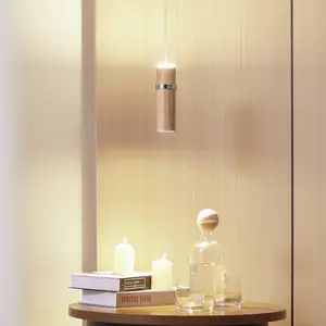 Lucande - led Suspension à intensité variable 'Nojus' en bois pour salon & salle à manger pas cher