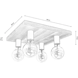 Envostar Lobo plafonnier à 4 lampes pin brun pas cher