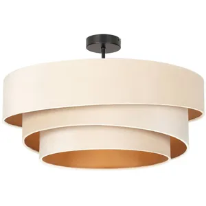 Lindby Plafonnier Tissu à intensité variable 'Jusari' en métal pour salon & salle à manger pas cher